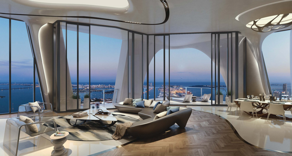 Zaha Hadid's interiors for One Thousand Museum tower in Miami revealed in new images