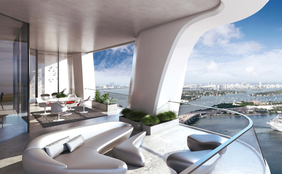 Zaha Hadid's interiors for One Thousand Museum tower in Miami revealed in new images